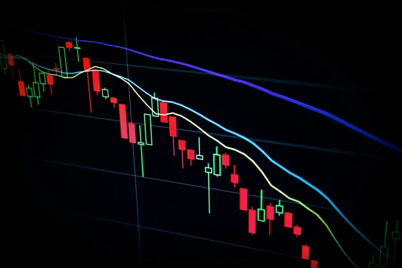 Financial stock market chart display showing trading data and economic trends