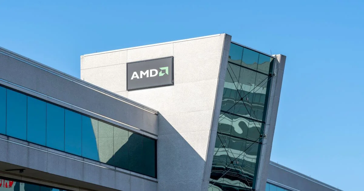 AMD processor chip on a circuit board signifying high performance computing for local artificial intelligence