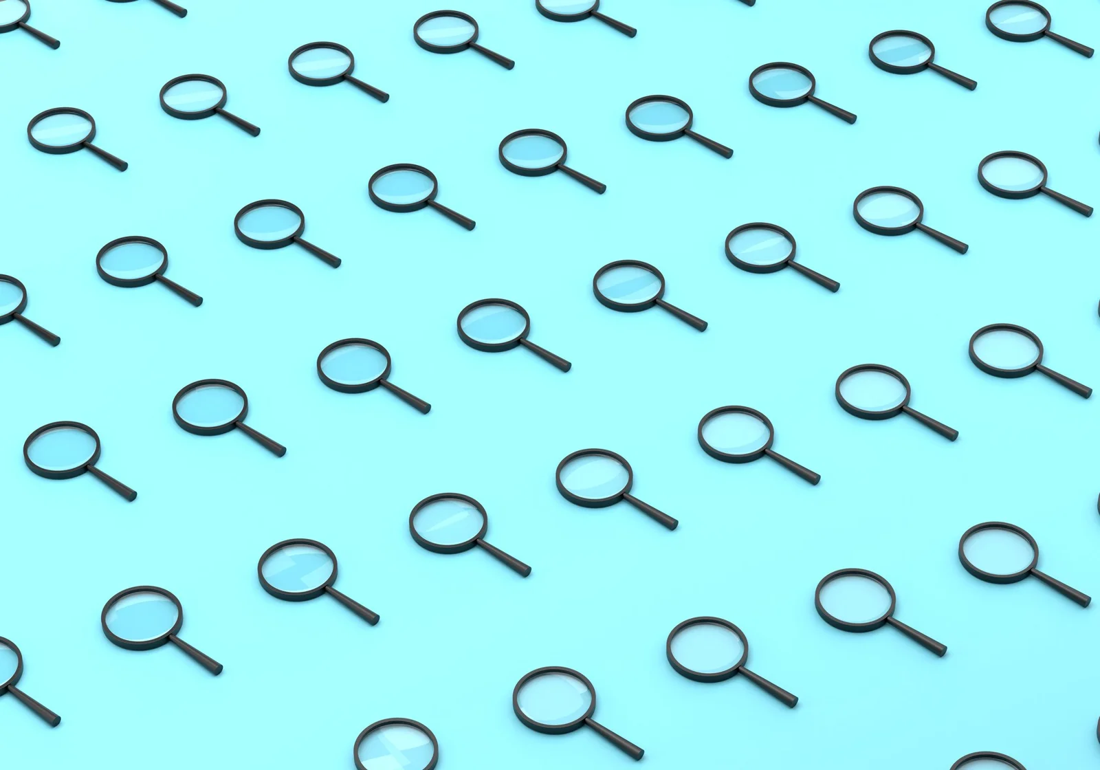 Repeated magnifying glasses on a blue background representing text verification and AI watermarking