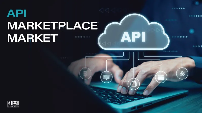Руки біля ноутбука демонструють хмарний значок API з підключеннями до різних мобільних та технічних рішень.
