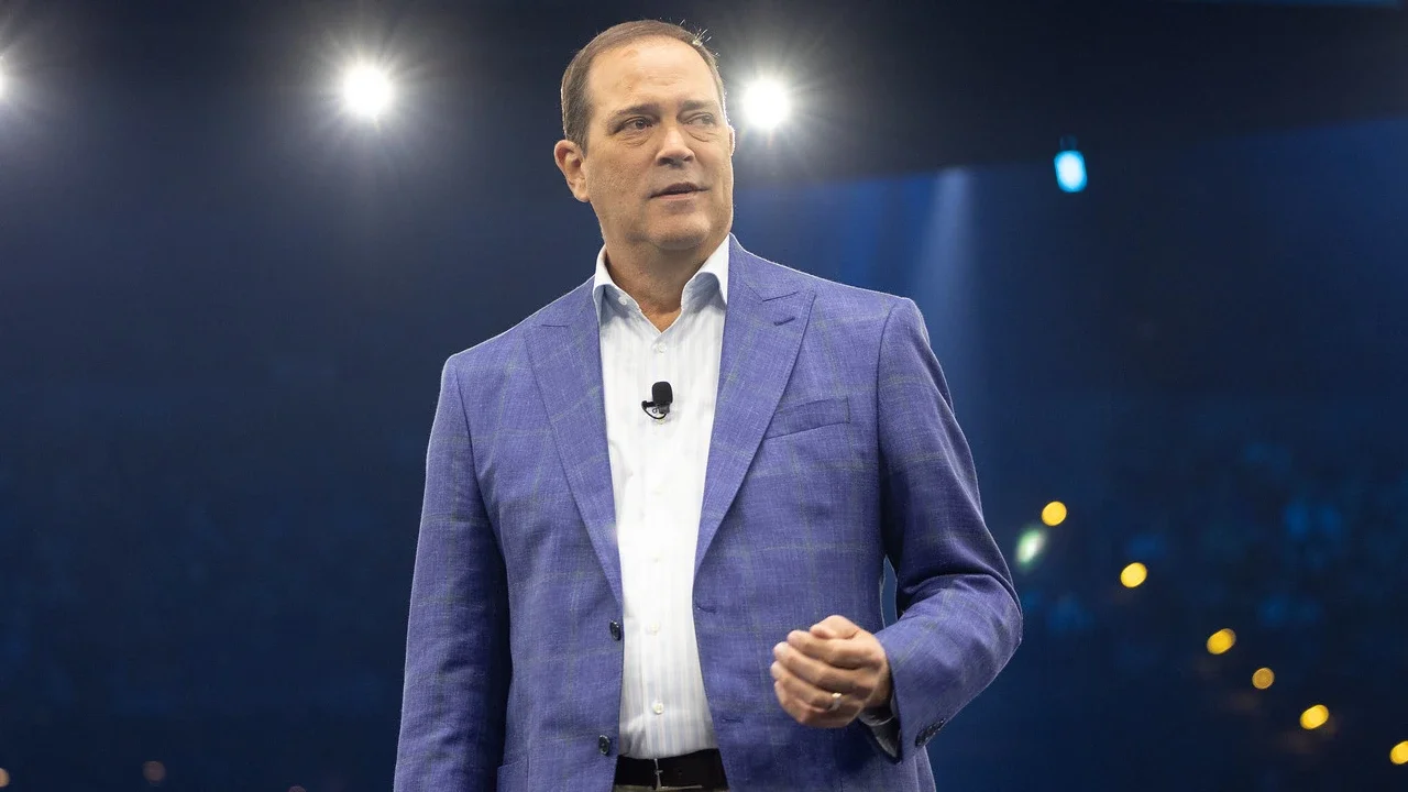 Cisco CEO Chuck Robbins speaking about corporate earnings and network infrastructure