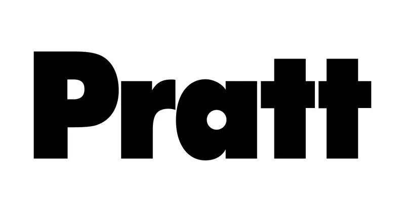 Стильний чорний логотип "Pratt" виконаний великим жирним шрифтом на чистому білому тлі.