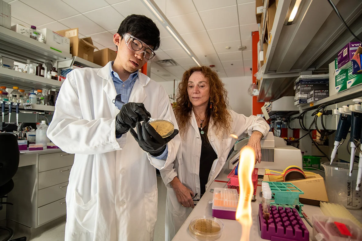 Cynthia McMurray and Jung Hyun Yoo in the laboratory at Lawrence Berkeley National Laboratory