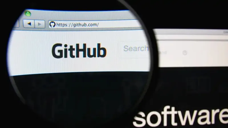 Головна сторінка GitHub у вікні веб-браузера з логотипом, адресою https://github.com/ та полем пошуку.