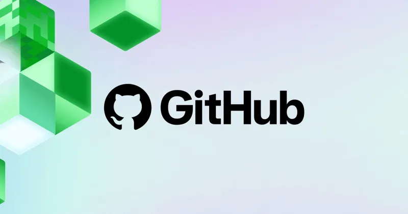 Логотип GitHub із чорною фігурою кота поруч із написом на світлому фоні з яскраво-зеленими тривимірними кубиками та бінарним кодом.