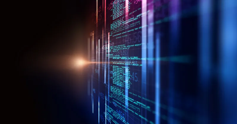 Логотип HashiCorp Terraform на фоні абстрактного коду інфраструктури