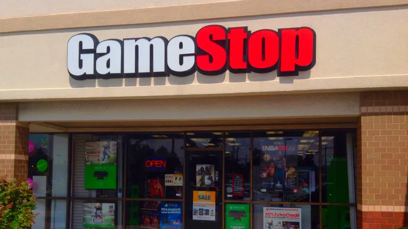 Фасад магазину GameStop з логотипом компанії