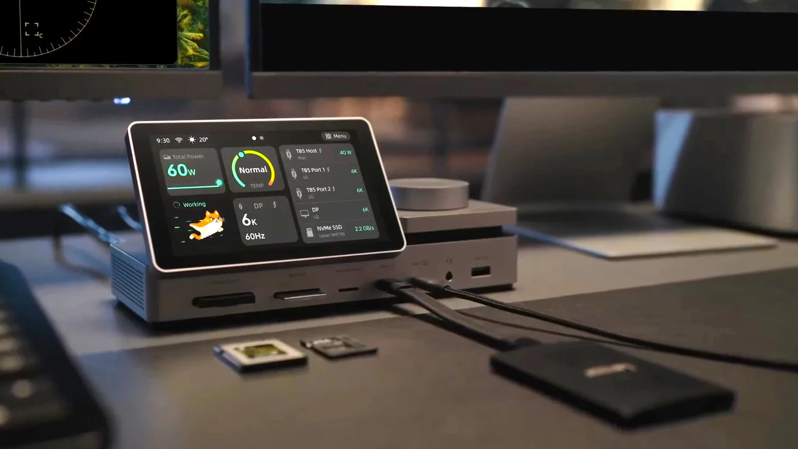 Lexar PexarBolt Ultra Thunderbolt 5 docking station with built-in 5-inch touchscreen
