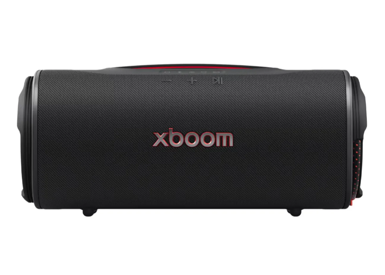 LG xboom Blast portable Bluetooth speaker featuring a rugged duffel-bag style design and dual ring light rings