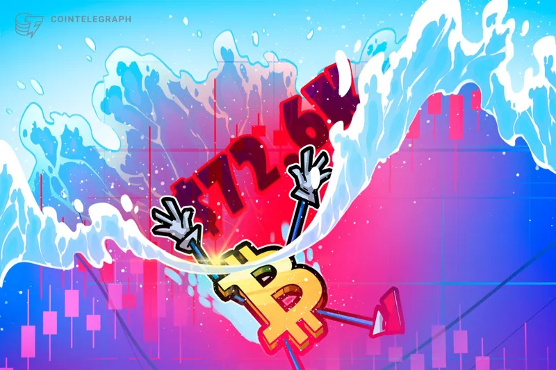 Liquidations в крипторинку: Bitcoin падає до $72.6K