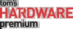 Стилізований логотип Tom's Hardware з великим червоним словом HARDWARE та підписом premium на технічному тлі.