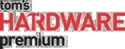 Стилізований логотип Tom's Hardware з великим червоним словом HARDWARE та підписом premium на технічному тлі.