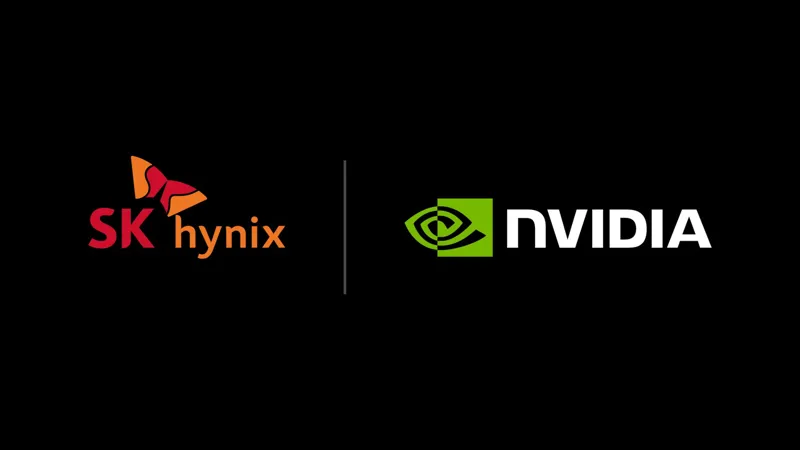 Поруч розташовані корпоративні логотипи компаній SK hynix та NVIDIA на однотонному чорному фоні.