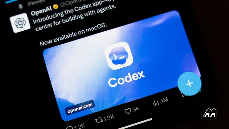 Екран смартфона із зображенням інтерфейсу програми Codex від OpenAI, що демонструє її функціонал для macOS.