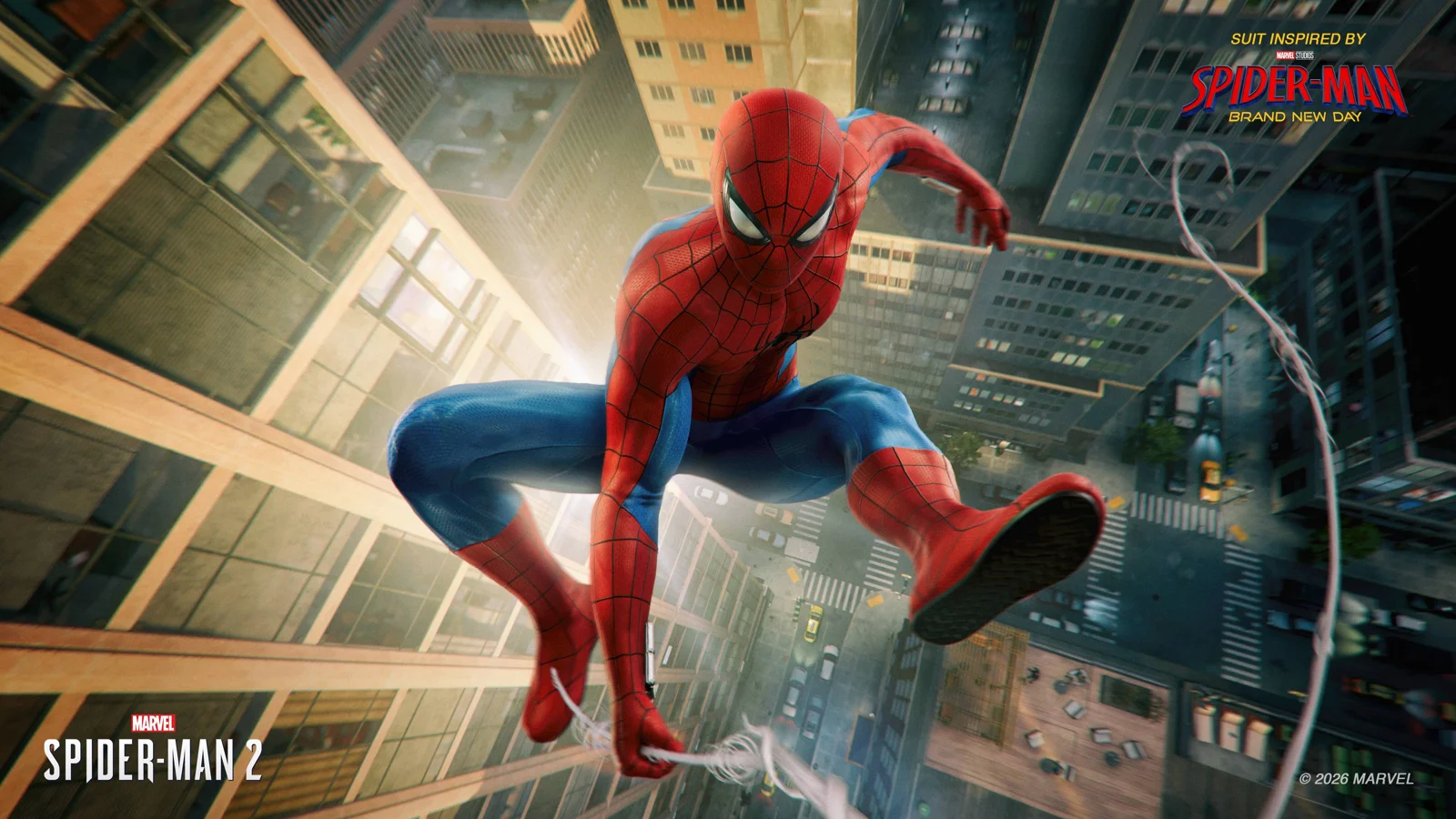 Скриншот з грою Marvel's Spider-Man 2 з новим костюмом для Пітера Паркера