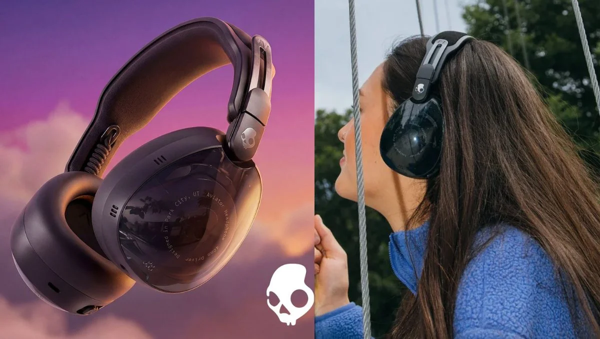 Skullcandy Aviator 900 ANC wireless over-ear headphones with physical volume wheel and metal accent design