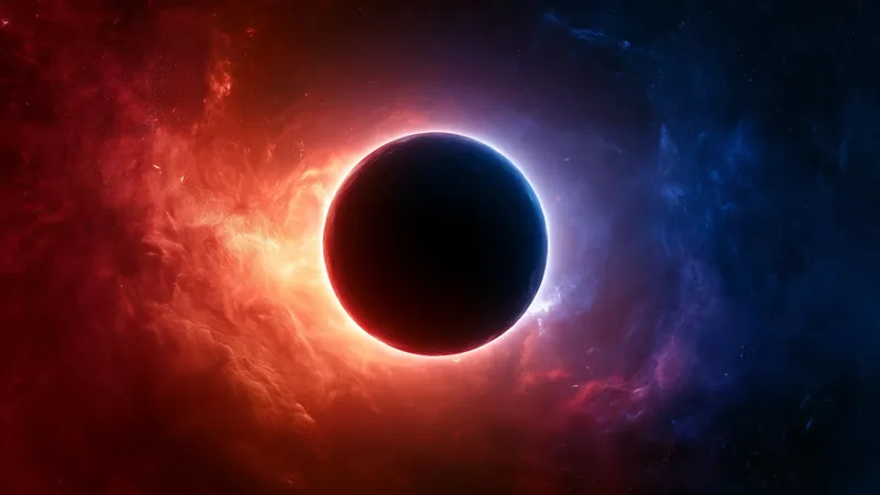 Artist rendering of ancient black holes surviving a cosmic bounce before the Big Bang to form dark matter in the universe