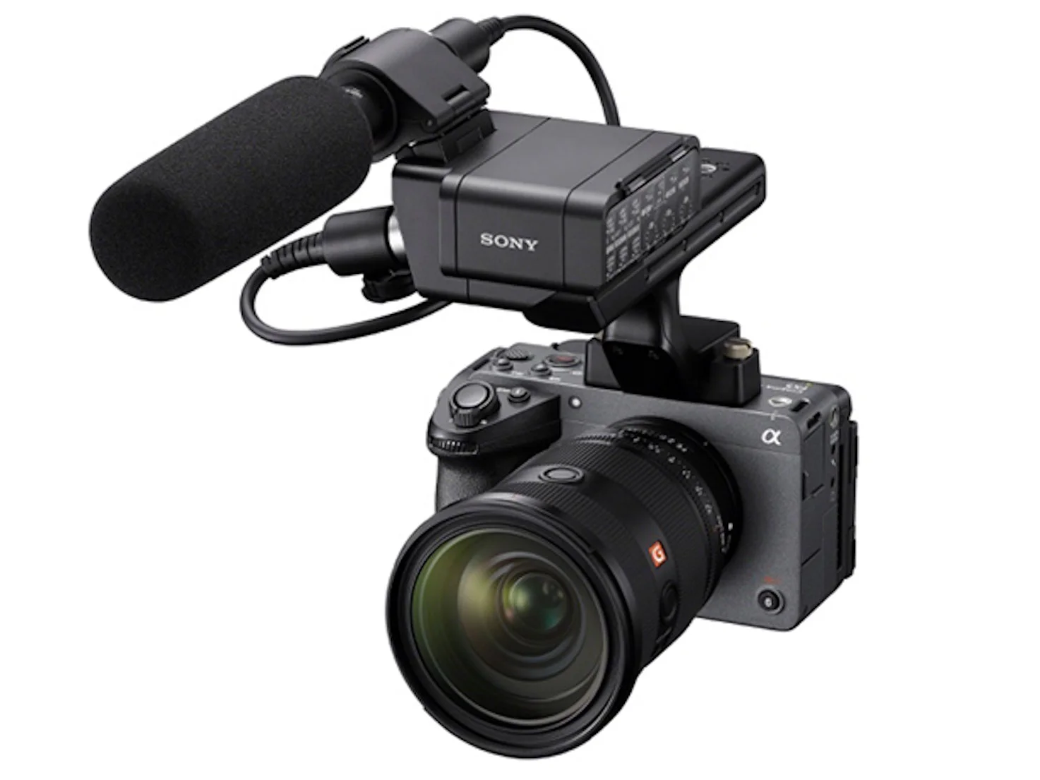 Повнокадрова кінокамера Sony FX5 із повнокадровим сенсором на темному тлі