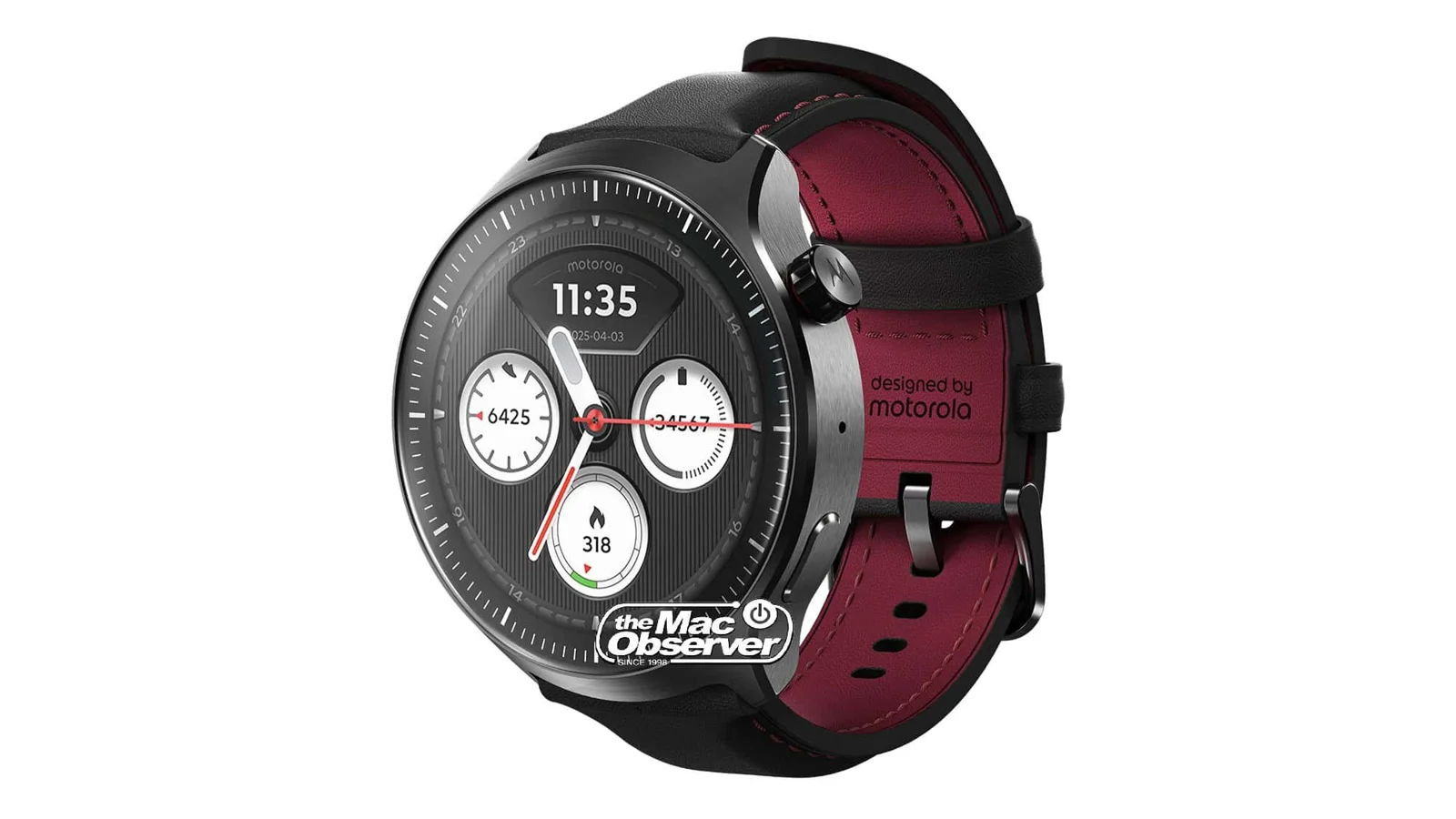 Рендер преміального смарт-годинника Motorola Moto Watch Ultra із круглим дисплеєм та сталевим корпусом