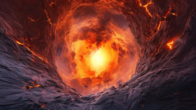 3D geological render of a subterranean magma chamber beneath Tuscany