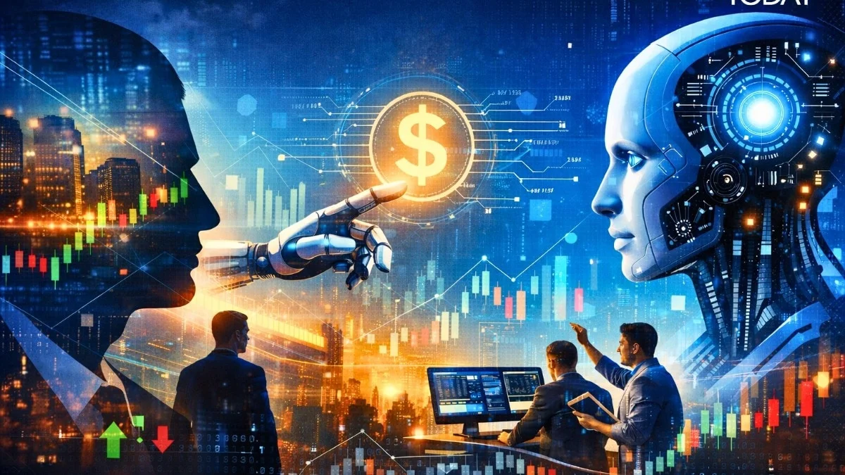 Графік фінансових ринків та символіка інвестицій на тлі економічного звіту Jefferies